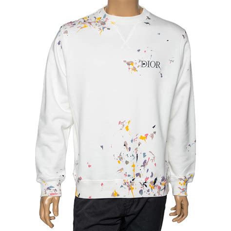 dior white paint splatter sweatshirt|DIOR MEN 2021 Paint Splatter Logo.